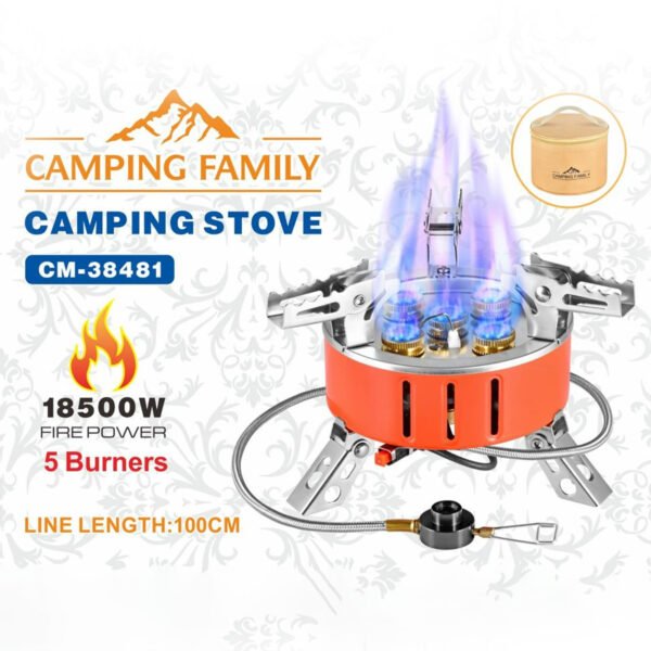 5-Burner Camping Gas Stove – 2-Year Warranty