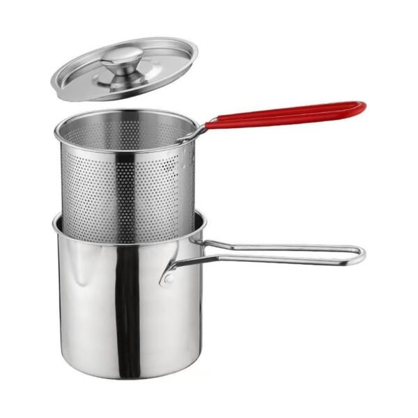 Deep frying pan from Saltlas with basket and oil strainer